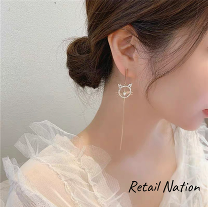 Asymmetric Cat Fish Long Tassel Earrings