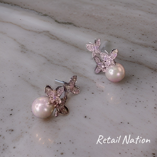 Classic Pearl and Butterfly Earrings