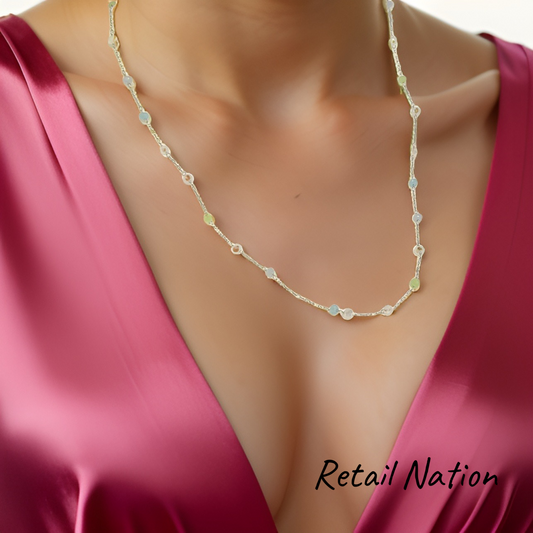 Sterling Silver Clavicle Chain Color Crystal Necklace