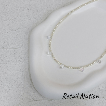 Chandelier Crystal Pearl Line Necklace